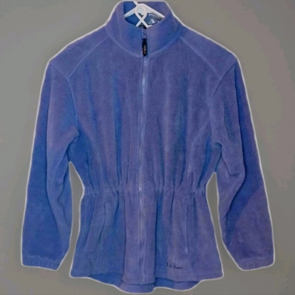 The LL Bean Outdoor Purple Fleece Relaxed Fit Adjustable Waist Tunic Jacket Sz L